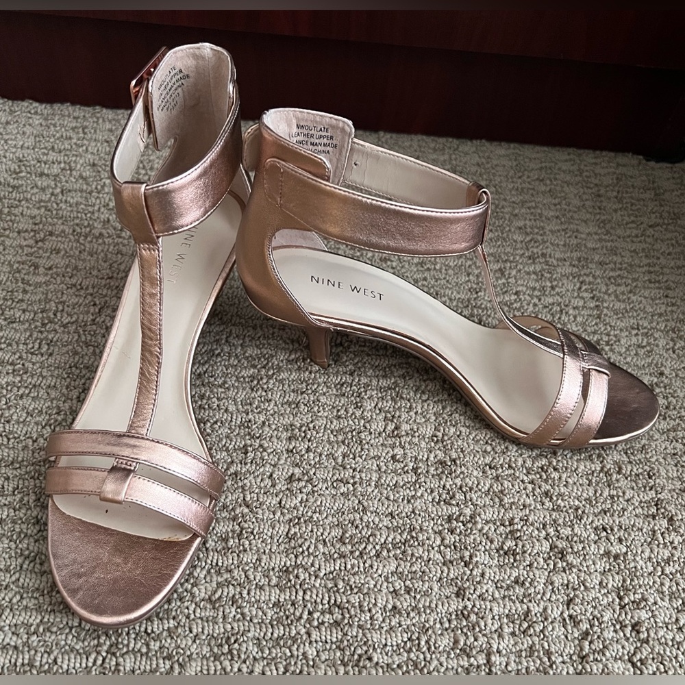Nine West Metallic Pink Strappy Heels